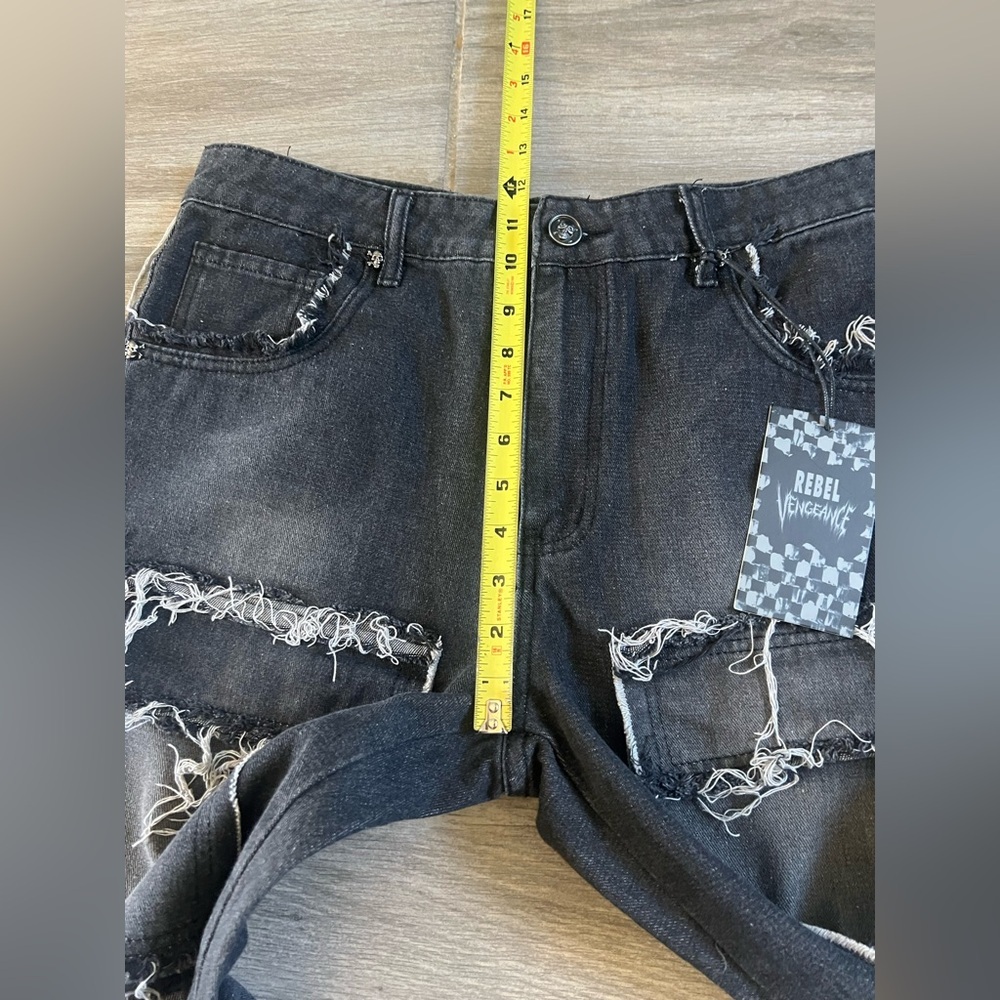 Rebel Vengeance Men’s Rock Punk Distressed Jeans - Picture 13 of 14